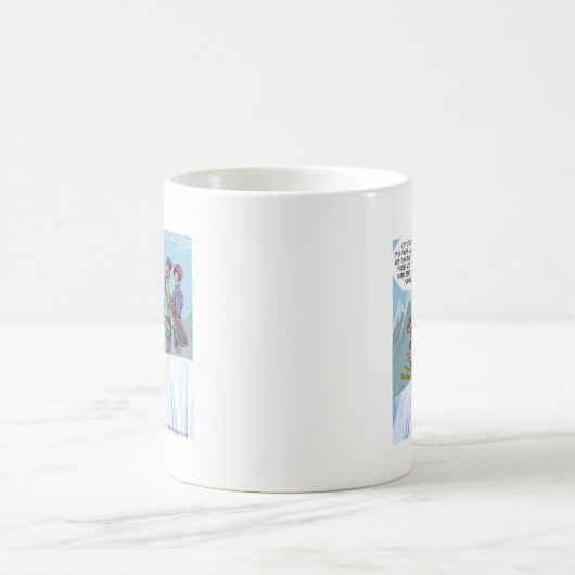 牛ファミリー雪スキーおもしろい コーヒーマグカップ (中央)