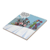 牛ファミリー雪スキーおもしろい タイル (側面)