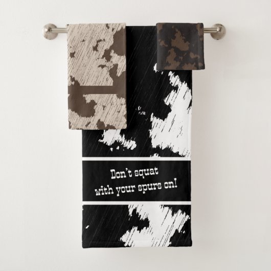 牛フェイクプリントブラック、ホワイト、ブラウン、クリーム バスタオルセット (インサイチュ)