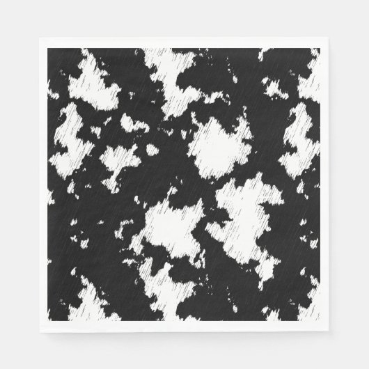 牛フェイクプリント白黒 スタンダードランチョンナプキン (正面)