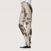 牛フェイクプリント、ブラウン、クリーム レギンス (左)