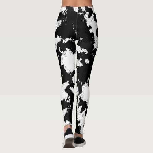 牛フェイクプリント、白黒 レギンス (裏面)