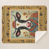 牛フォークアートフローラ シェルパブランケット (正面(横))