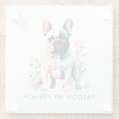 牛フランスのの花が許さフランスのれた ガラスコースター (裏面)