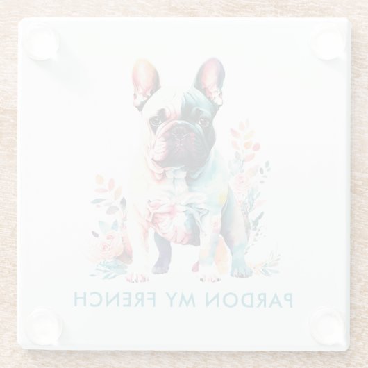 牛フランスのの花が許さフランスのれた ガラスコースター (裏面)