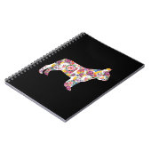 牛フランスのの花柄|カラフル犬ギフト ノートブック (左側)