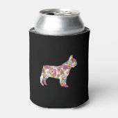 牛フランスのの花柄|カラフル犬ギフト 缶クーラー (缶正面)