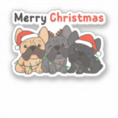 牛フランスの牛のクリスマス動物かわいい犬 シール (正面)