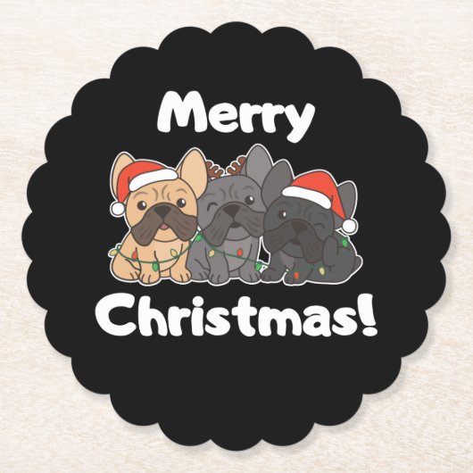 牛フランスの牛のクリスマス動物かわいい犬 ペーパーコースター (正面)