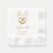 牛フランスの犬がパーソナライズされた飲む 縁ありカクテルナプキン (正面)