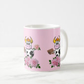 牛フローラピンクローズチョコレートマグ コーヒーマグカップ (正面右)