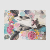 牛フローラ混合メディアのコラージュの切り離し 薄葉紙 (正面)