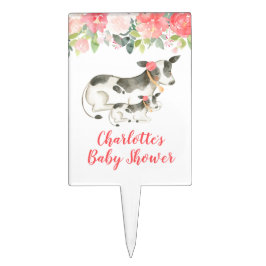 牛フローラ誕生日ベビーシャワーケーキトッパーピック ケーキピック