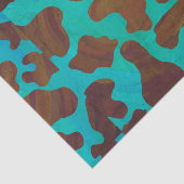 牛ブラウンおよびティール（緑がかった色）のプリント 薄葉紙 (詳細)