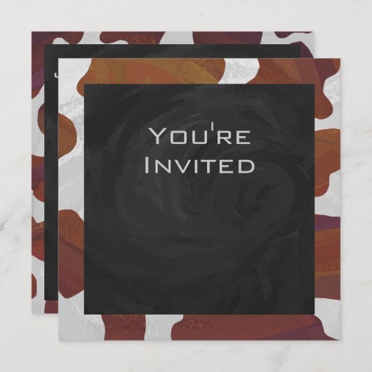 牛ブラウンおよび白いモノグラム 招待状 (正面/裏面)