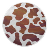 牛ブラウンおよび白写真 セラミックノブ (正面)