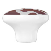 牛ブラウンおよび白写真 セラミックノブ (側面)