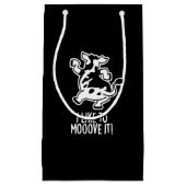 牛プリンおもしろいダークBGを愛する スモールペーパーバッグ (正面)