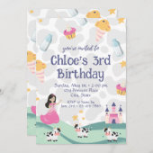 牛プリンセス誕生日招待状 招待状 (正面/裏面)