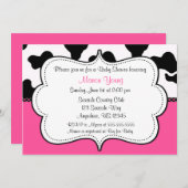 牛プリントのピンクInvitaiton 招待状 (正面/裏面)