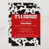 牛プリントのベビーシャワー 招待状 (正面/裏面)