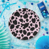 牛プリントオンプレジデントピンク ペーパープレート (パーティー)