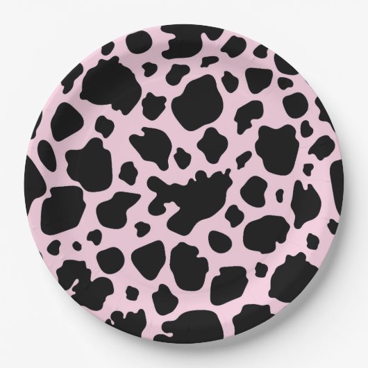 牛プリントオンプレジデントピンク ペーパープレート (正面)