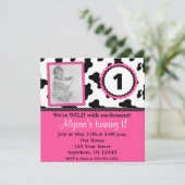 牛プリントピンクガールズ誕生日招待状アニーエイジ 招待状 (スタンド正面)