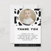 牛プリントフォト誕生日 サンキューカード (正面)