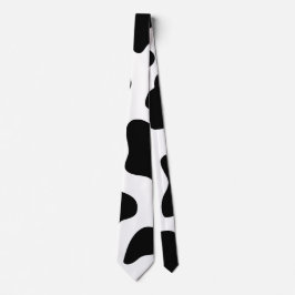 牛プリントブラック&ホワイトおもしろいハロウィーン ネクタイ