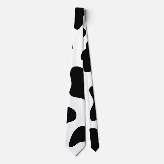 牛プリントブラック&ホワイトおもしろいハロウィーン ネクタイ (正面)