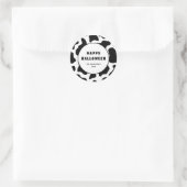 牛プリントブラック&ホワイトハッピーハローウィン ラウンドシール (バッグ)