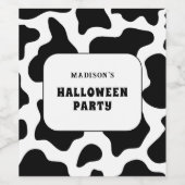牛プリントブラック&ホワイトハローウィンパーティ ワインラベル (シングルラベル)