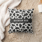 牛プリントモノグラムミニマルアニマルプリント クッション (ブランケット)