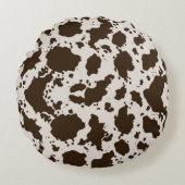 牛プリントラウンド装飾用クッション ラウンドクッション (正面)