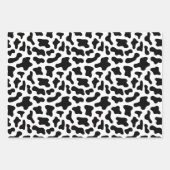 牛プリント女性のカーボーイ動物パターンピンクブラックパープル ラッピングペーパーシート (正面)