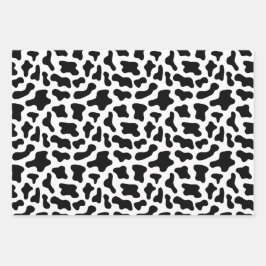 牛プリント女性のカーボーイ動物パターンピンクブラックパープル ラッピングペーパーシート