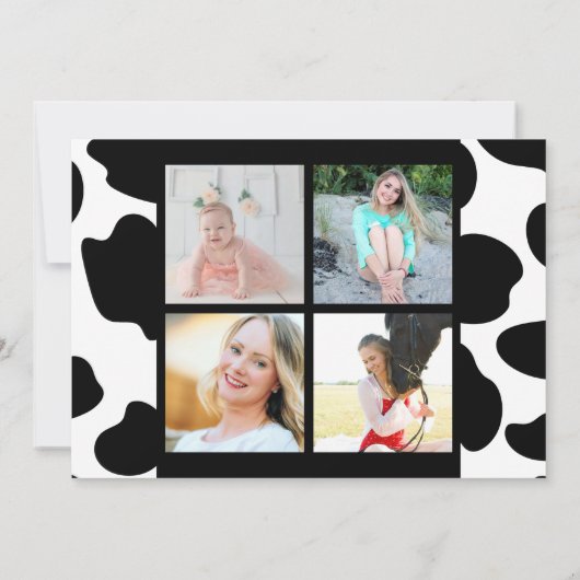 牛プリント数々の写真卒業 招待状 (裏面)