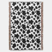 牛プリント白黒 スローブランケット (正面縦)