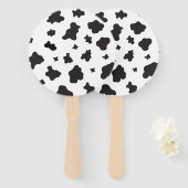 牛プリント白黒 ハンドファン (正面&裏面)