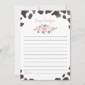 牛プリント誕生日タイムカプセルノートメッセージカード サンキューカード (正面)