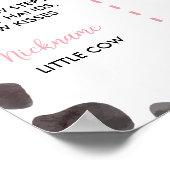 牛プリント誕生日マイルストーンサインファーム ポスター (角)