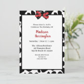 牛プリント誕生日招待状 招待状 (スタンド正面)