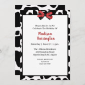 牛プリント誕生日招待状 招待状 (正面/裏面)