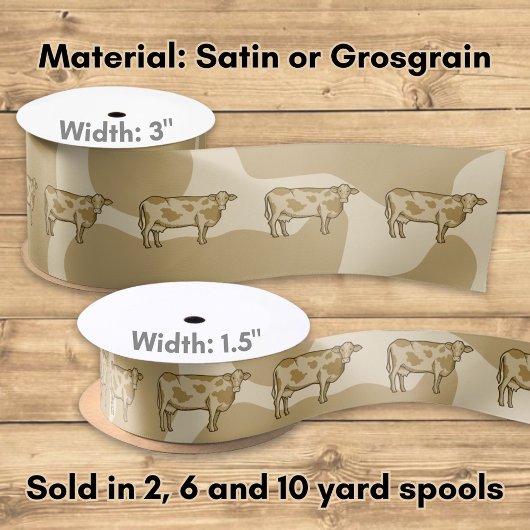 牛プロファイルサテンリボン サテンリボン