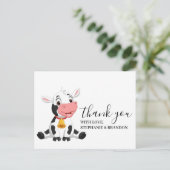 牛ベビーかわいいサンキューカード ポストカード (スタンド正面)