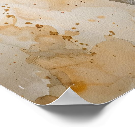 牛ポートレート水絵を描色 ポスター (角)