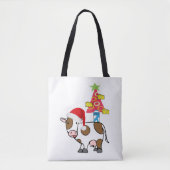 牛メリークリスマスウィメンズトートバッグカントリー トートバッグ (正面)