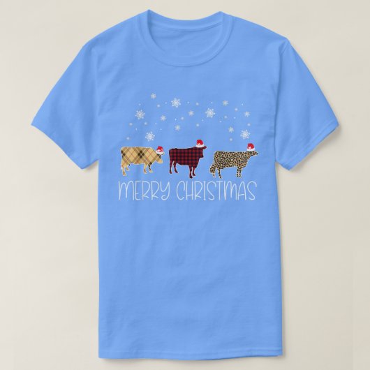 牛メリークリスマスキュートplaidヒョウクリスマスパジャマ tシャツ (デザイン正面)