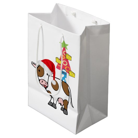 牛メリークリスマス抱き枕国 ミディアムペーパーバッグ (正面アングル)